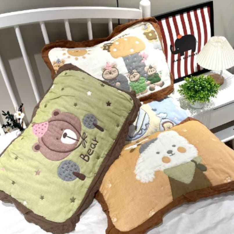 Japanese-style lace puff pillow cover Egyptian cotton pure cotton gauze children's pillow cover double-sided usable gauze pillow cover 40