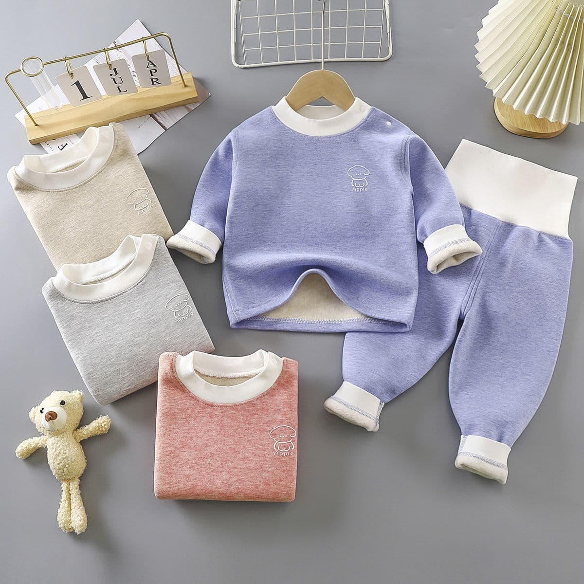 Baby Seamless Fleece-Lined Set Children's Thick Warm Underwear Infant Autumn Clothes Spring and Autumn Pajamas Winter Clothing