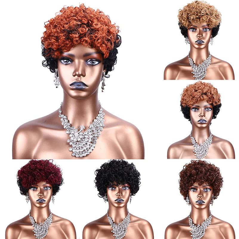 Cross-border new product human hair pixie wig short wig pixie Rose Curly