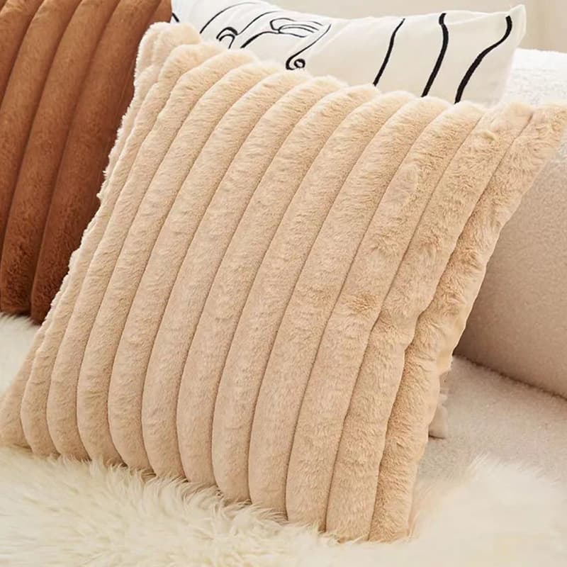 Best-selling Plush Throw Pillow Cover Simple Solid Color Sofa Bed Head Living Room Rabbit Fur Cushion Cover Pillow Case Cross-border Amazon