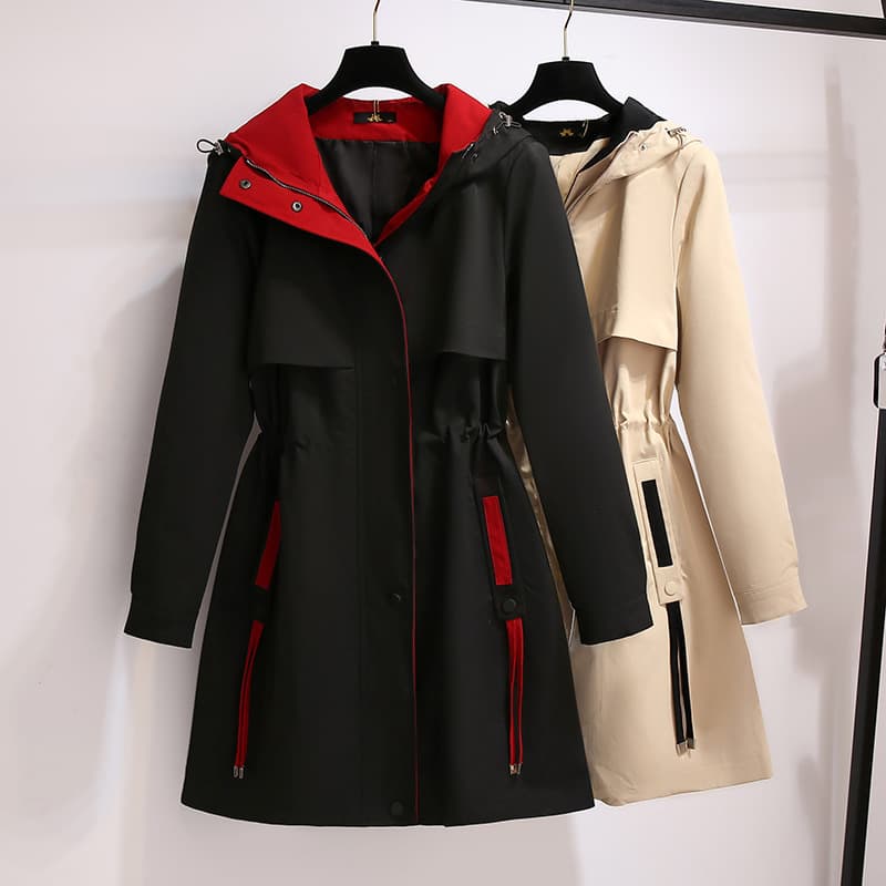 Plus-size hooded trench coat for women, long style, 2024 autumn new Korean-style loose slimming elegant casual versatile jacket