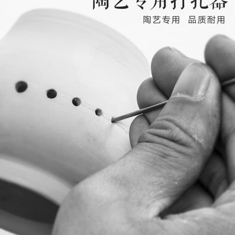 Hole-collecting ceramic hole drill, double-headed copper hole punch for drilling holes in ceramic teapot spouts, tool for drilling holes in unglazed teapots.
