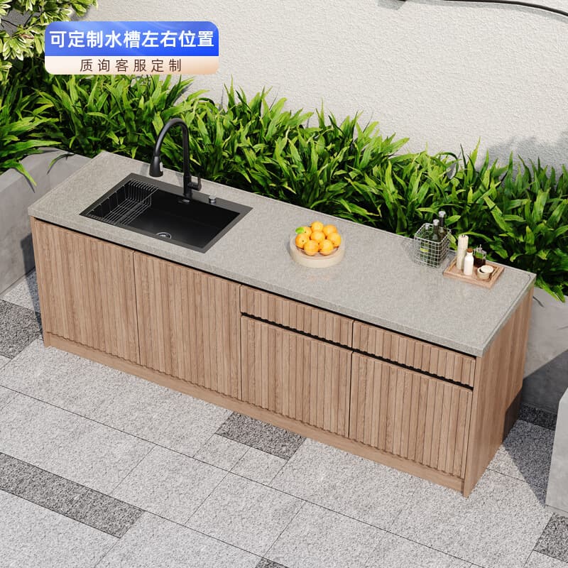 Outdoor Marble Sink, Outdoor Kitchen Integrated Cabinet with Vegetable Washing, BBQ Counter, Villa Stone Water Basin, Household