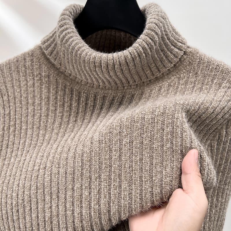 High Neck Solid Color Sweater for Middle-aged Men Autumn/Winter New Thickened Warm Base Layer Knit Top