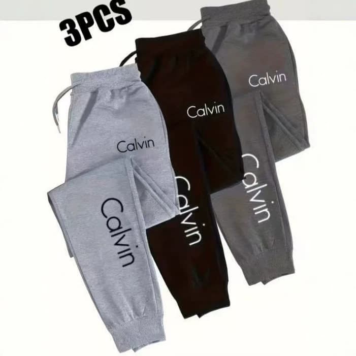 Custom Men's 3-Pack Brushed Fleece Joggers Casual Sweatpants Comfortable Long Pants with Drawstring Letter Print
