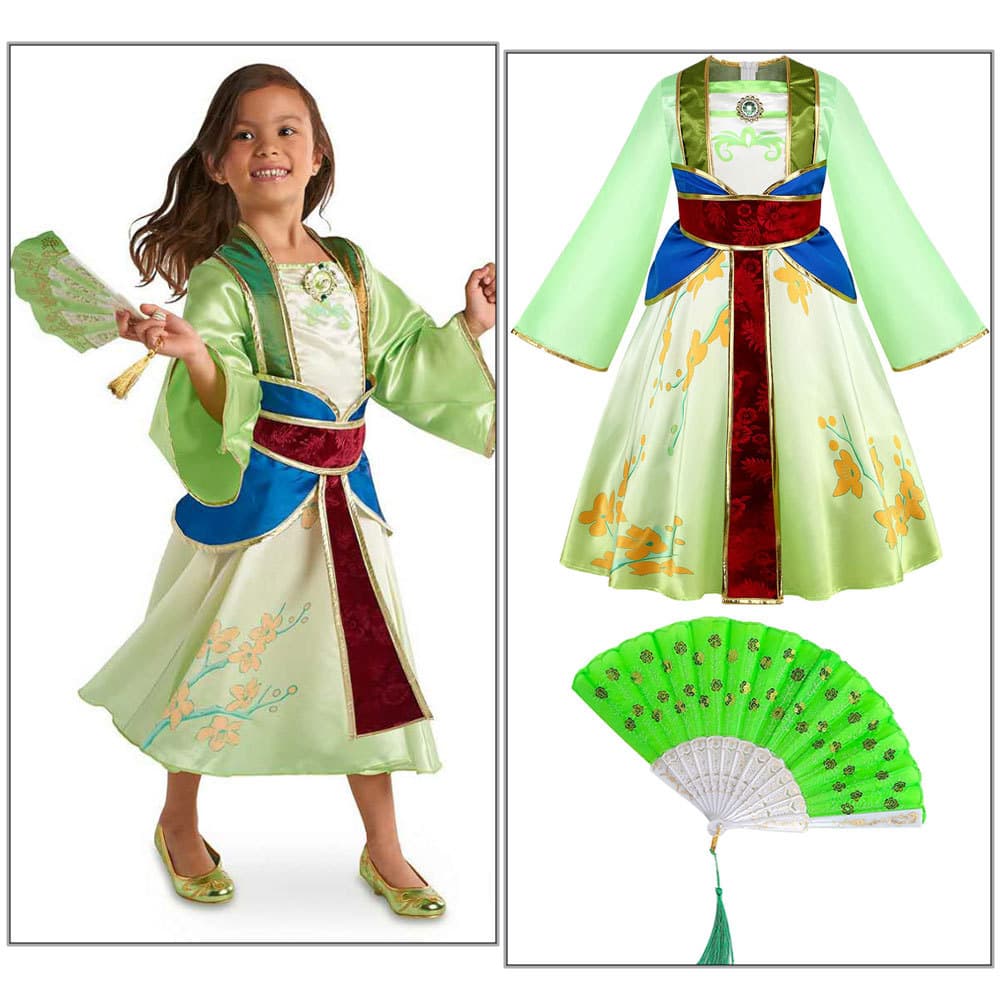 Ins Frozen Elsa Princess Dress for Girls, Hanfu, Halloween Mulan Princess Dress Clothing