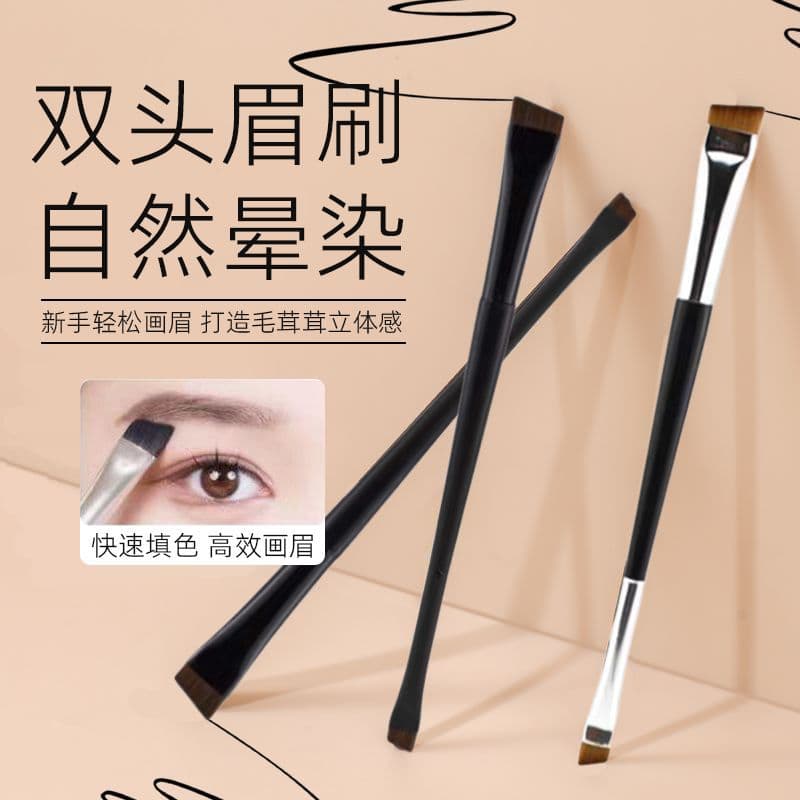 Dual-Ended Blade Eyeliner Brush Slant Flat Eyebrow Brush 2-in-1 Eye Brush Soft Bristle Makeup Brush Beauty Tool