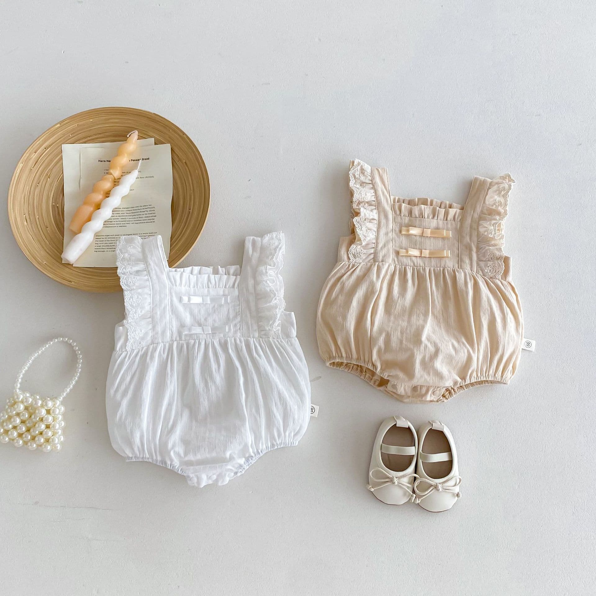 Princess Style Summer Outfit for Baby Girls Lightweight Cotton Fly Sleeve Romper Baby Clothes Infant Crawling Suit Baby Gear