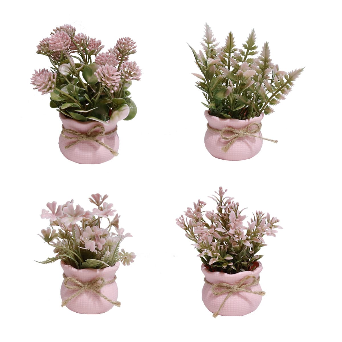 Cross-border Mini Simulated Pink Potted Plant Artificial Flower Home Decor Fake Greenery Photography Prop
