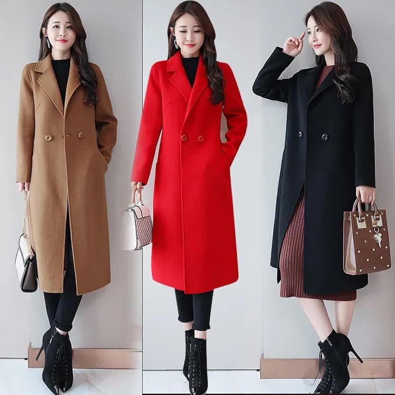 Mid-length woolen coat for women 2023 autumn and winter new Korean style temperament suit collar woolen coat for women