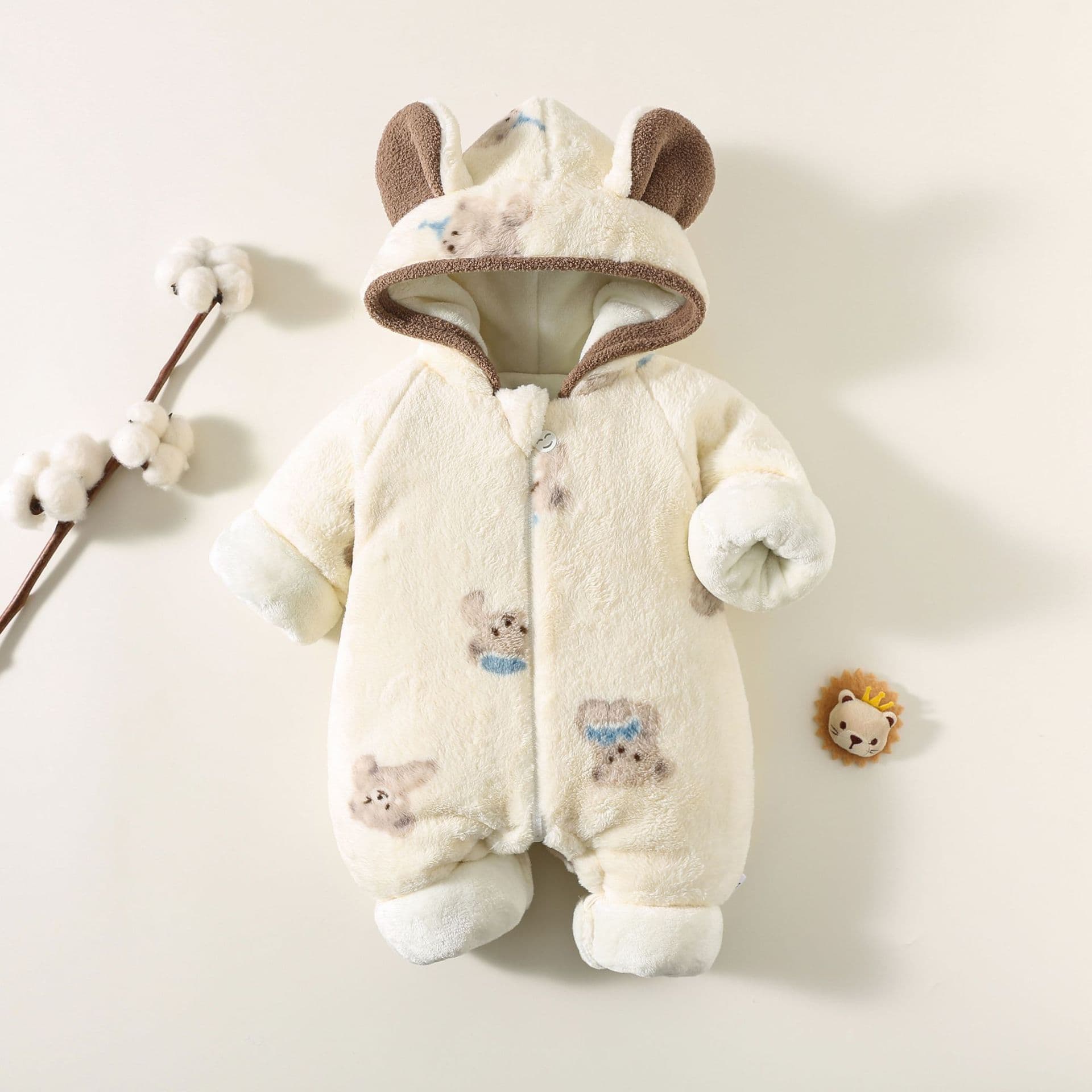 Newborn Winter Baby Thickened Fleece Romper Infant Warm Cute Autumn and Winter Outwear Cotton Coat