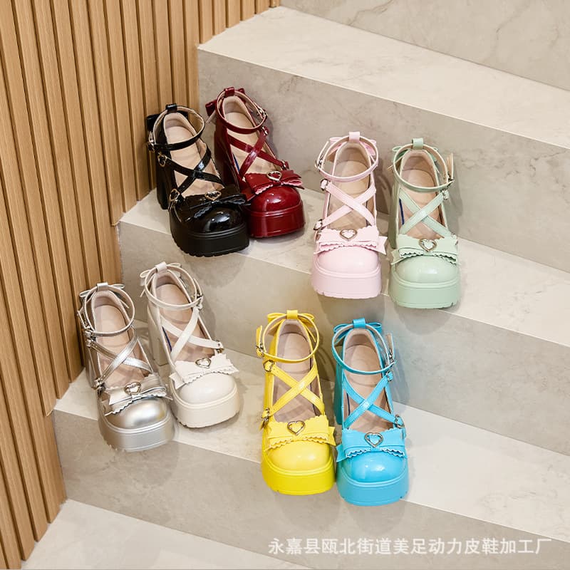 Beauty Foot Power Chunky Heel Platform Mary Jane Shoes Women 2024 New High Heels Round Toe Cute Sweet Lolita Shoes