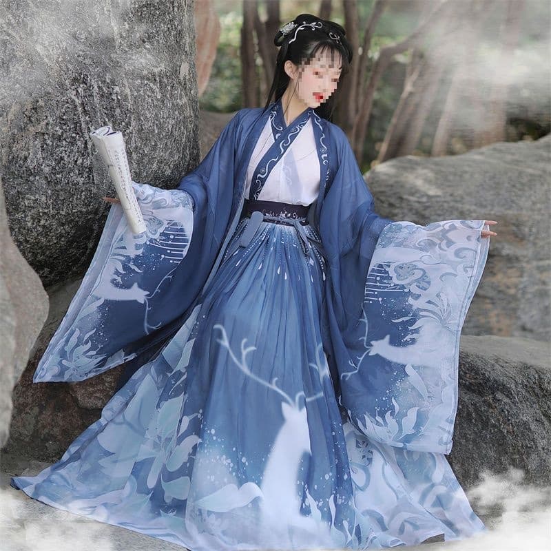 Xietang Clothing Store Hanfu Wei-Jin Style Cross-Collar Waist-High Ruqun Chinese Style Couple Set