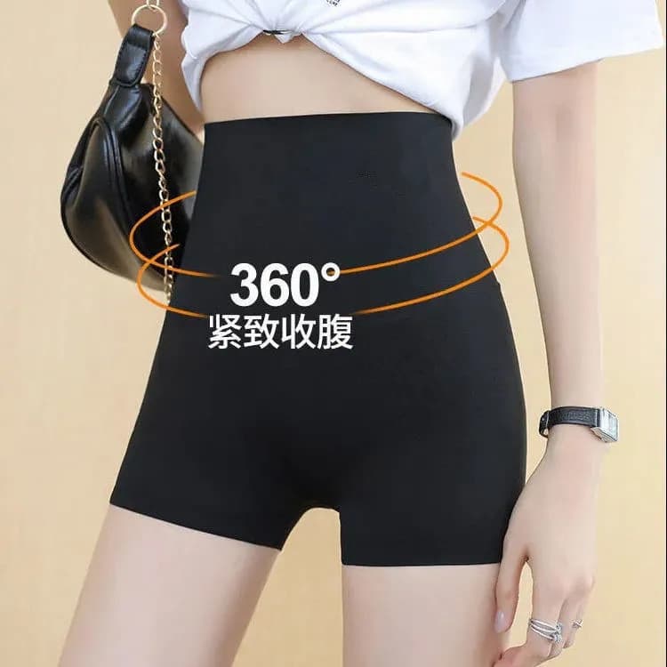 Women's Fleece-Lined Shark Pants, High-Waist Safety Shorts, Slimming Base Layer 3/4 Length, Long Sleeve