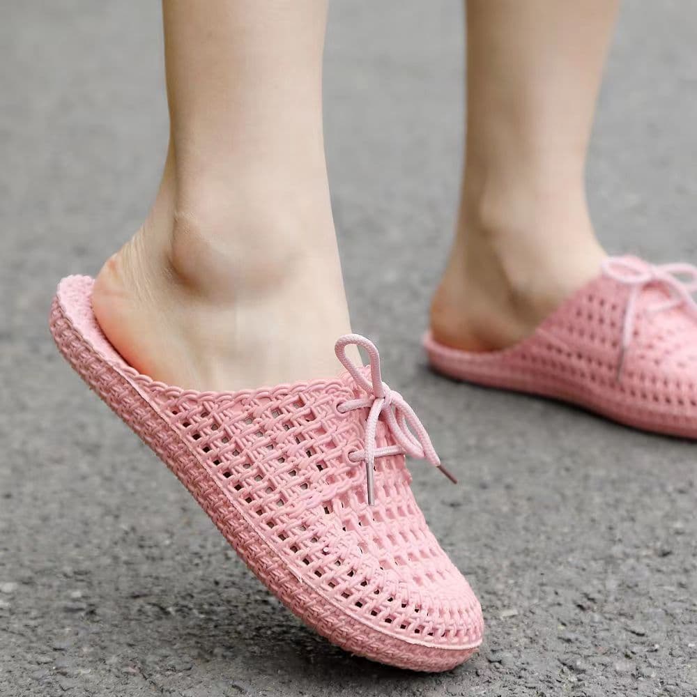 New Korean Style Women's Sandals Summer Closed Toe Hollow Flat Clogs Nurse Mom Shoes