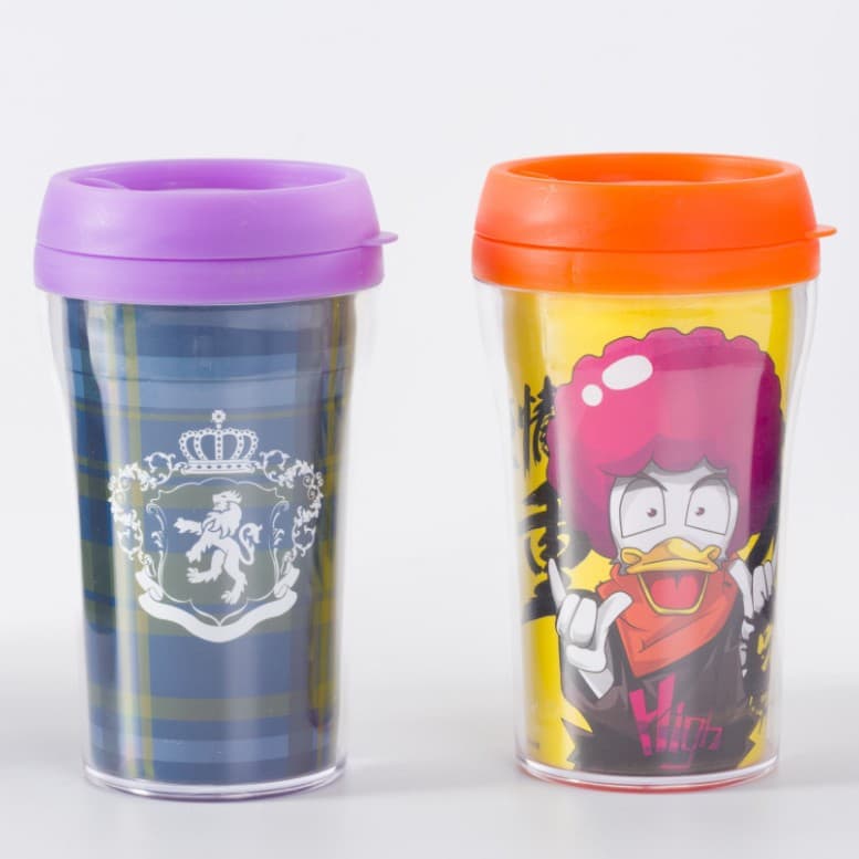 Double-walled plastic mini cup, stylish DIY advertising cup, 250ml plastic milk cup, promotional gift cup, cardboard.