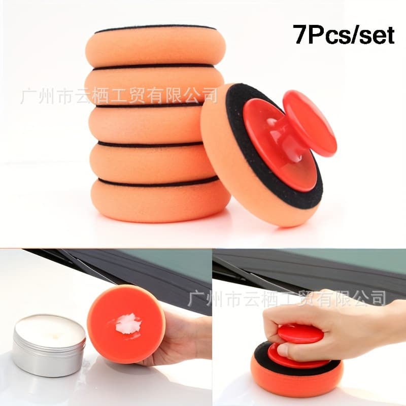 Hot Selling Car Polishing Pad with Handle Waxing Sponge Round with Handle Velvet Car Paint Wax Pad