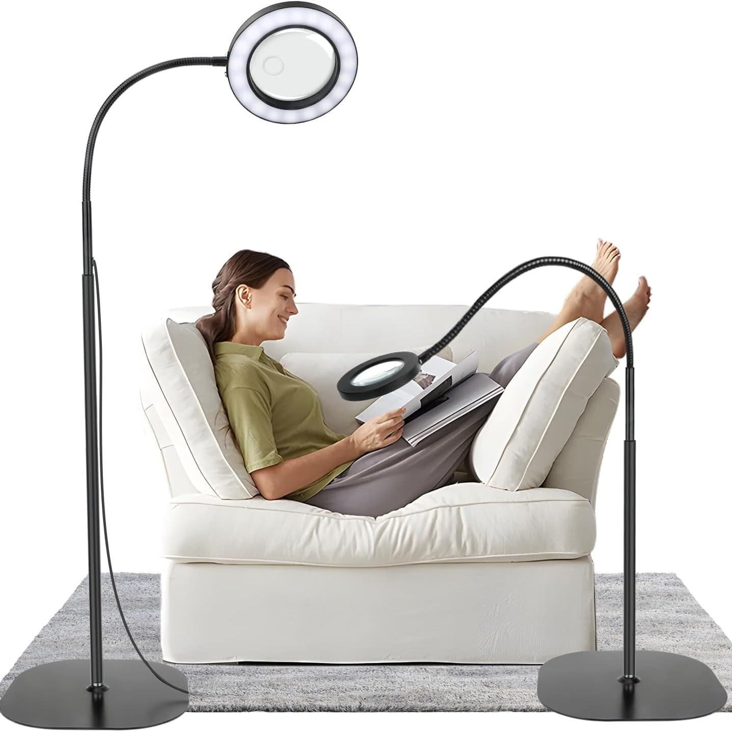 Eyelash, Brow, and Nail Beauty LED 110V Floor Lamp with Cold and Soft Ultra-Bright Lighting for Work