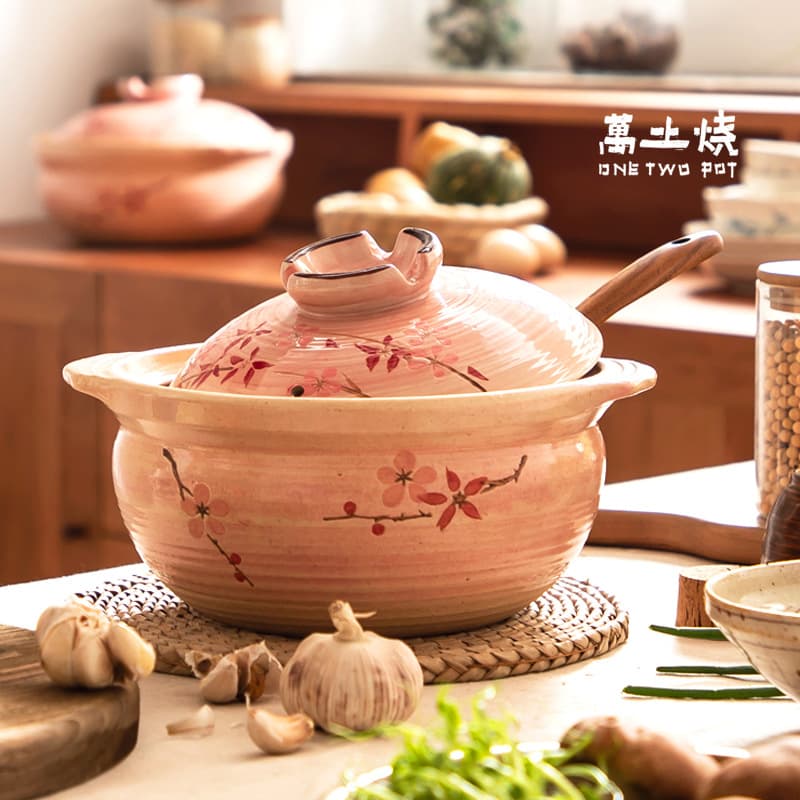 Wantsubo underglaze ceramic clay pot for stewing and soup, home open flame high-temperature resistant Japanese clay pot for clay pot rice