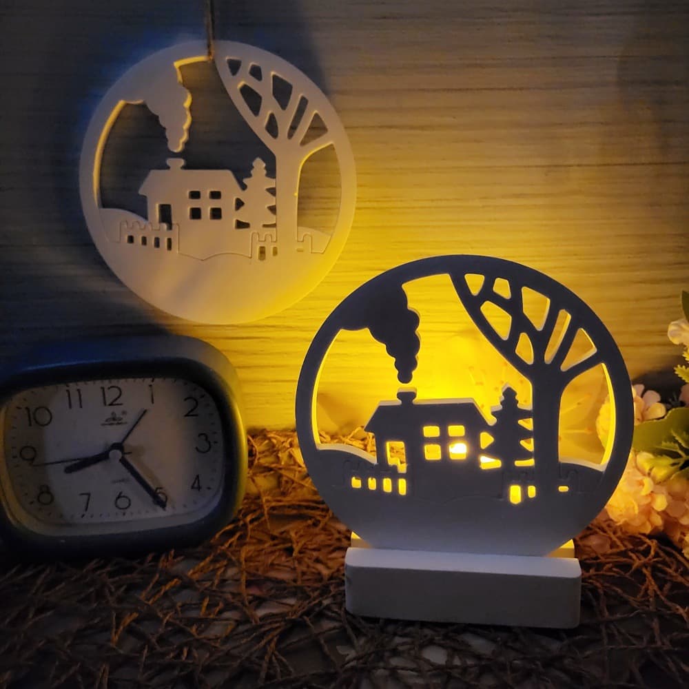 S0800R Circle Chimney House Pendant Desktop Decoration Cement Plaster Mold DIY Silicone Mold