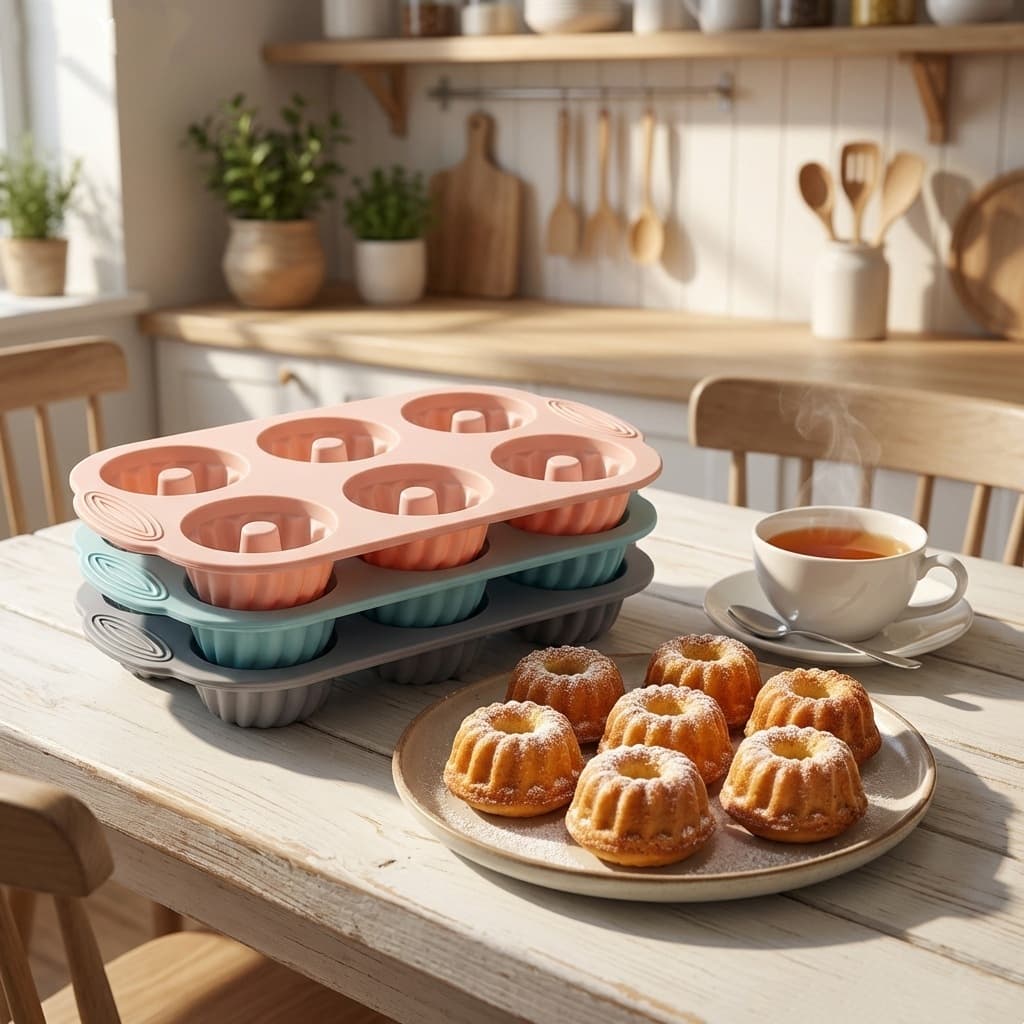 Cross-border Household Silicone 6-Cavity Donut Mold Non-Stick Cake Mold Push-Out Release Round Donut Baking Pan