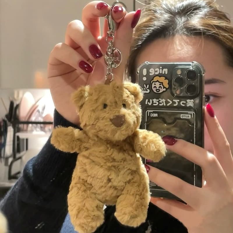 Cute Barcelona Bear Keychain Plush Teddy Bear Bag Pendant Adorable Plush Doll School Bag Small Bear Hanging Ornament
