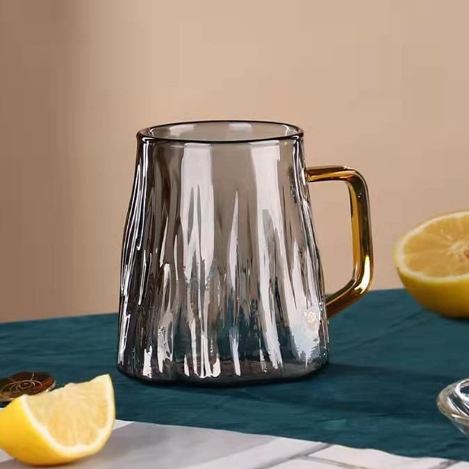 In Stock High Borosilicate Heat-Resistant Glass Household Pitcher with Handle, Hammered Pattern Cold Drink Water Jug, Large Capacity Juice Pitcher, Hammered Design