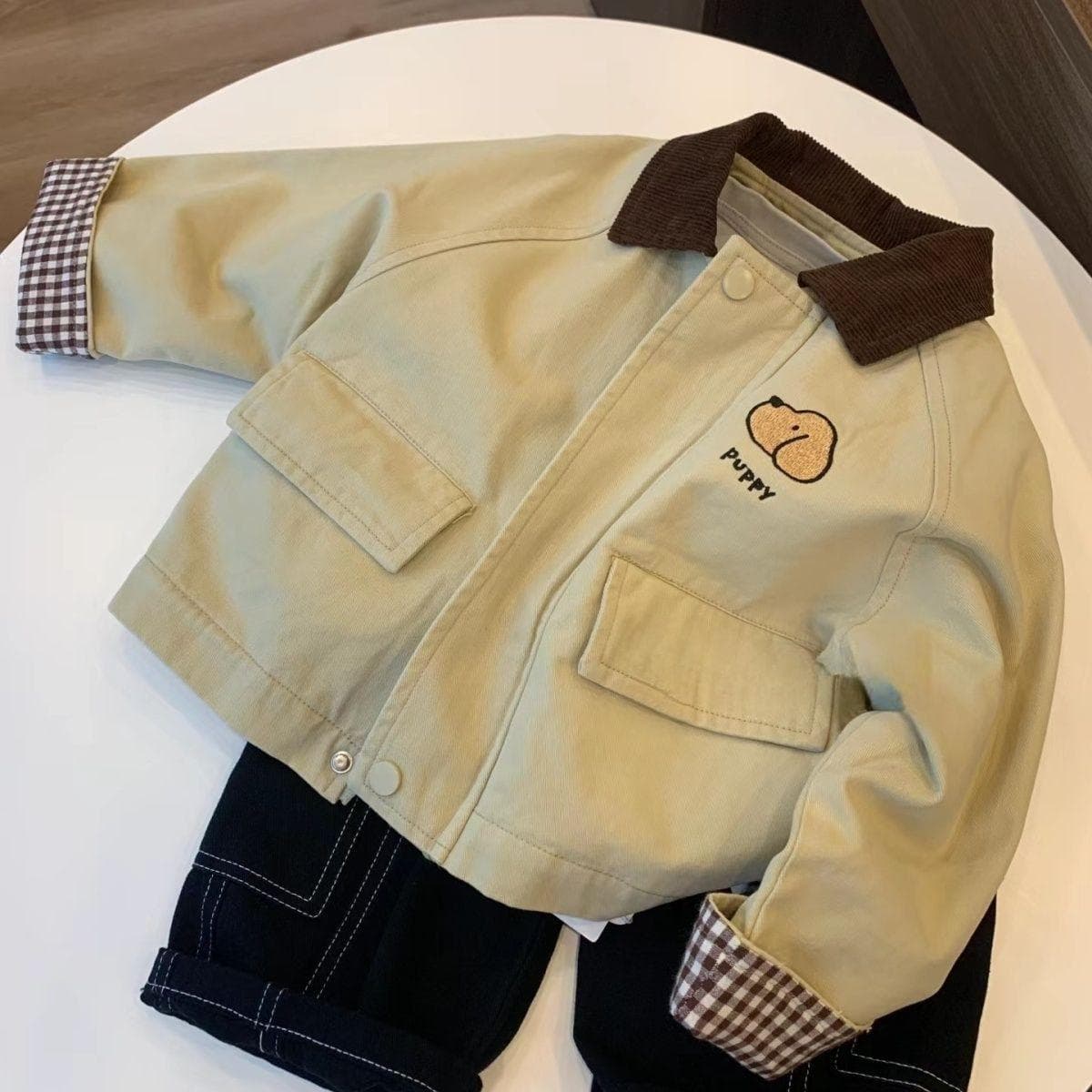 Boys' coats spring and autumn 2026 new handsome boys casual contrasting color lapel windbreaker baby jacket trendy tops