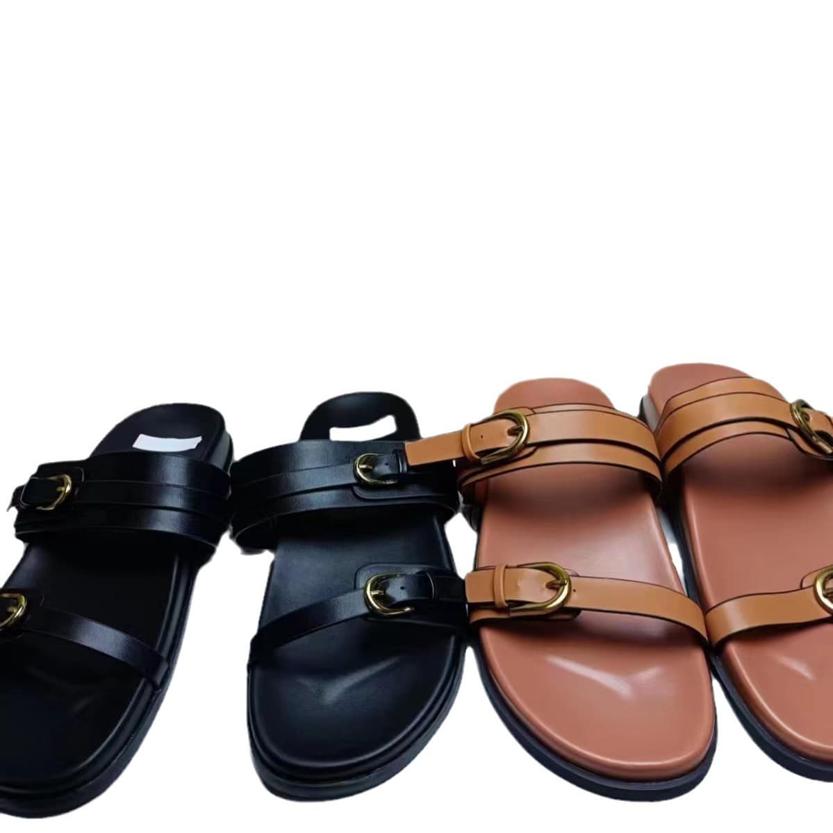 ZA2024 Summer New One-Strap Backless Women's Shoes Black Buckle Breathable Round Toe Fashion Flat Sandals