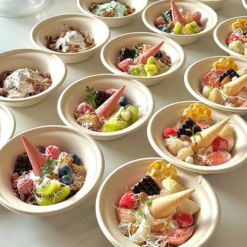 Disposable Fruit Packaging Bowl Greek Cold Brew Yogurt Bowl Commercial Lunch Box Paper Bowl Shaved Ice Bowl Wholesale