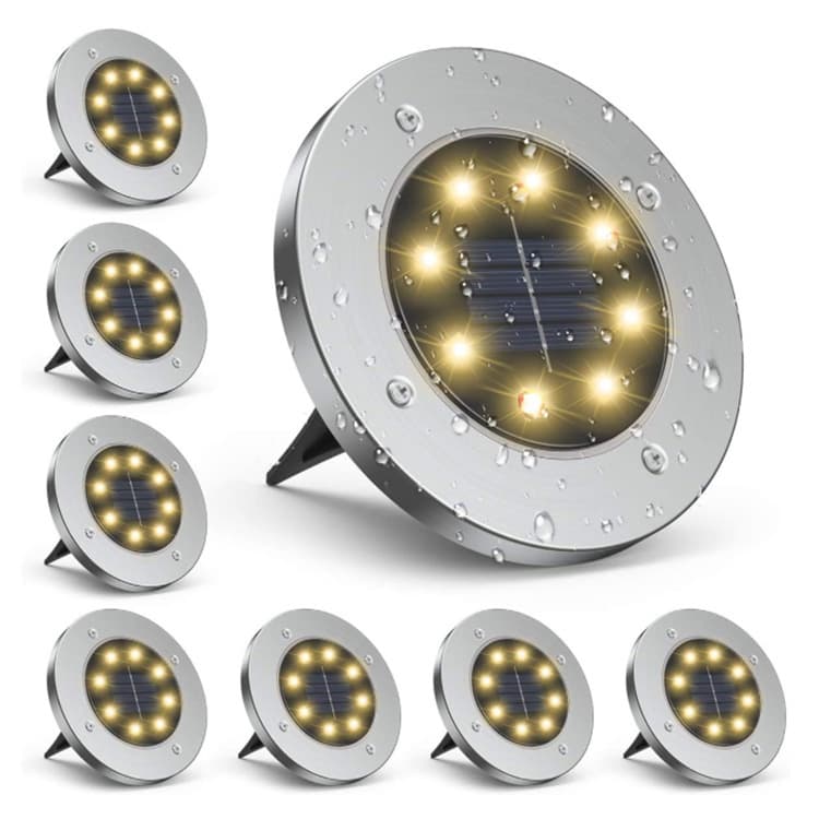 8 LED Cross-Border Solar Ground Light Outdoor Waterproof 8 LED Glowing In-Ground Light Courtyard Garden Decorative Ambient Light