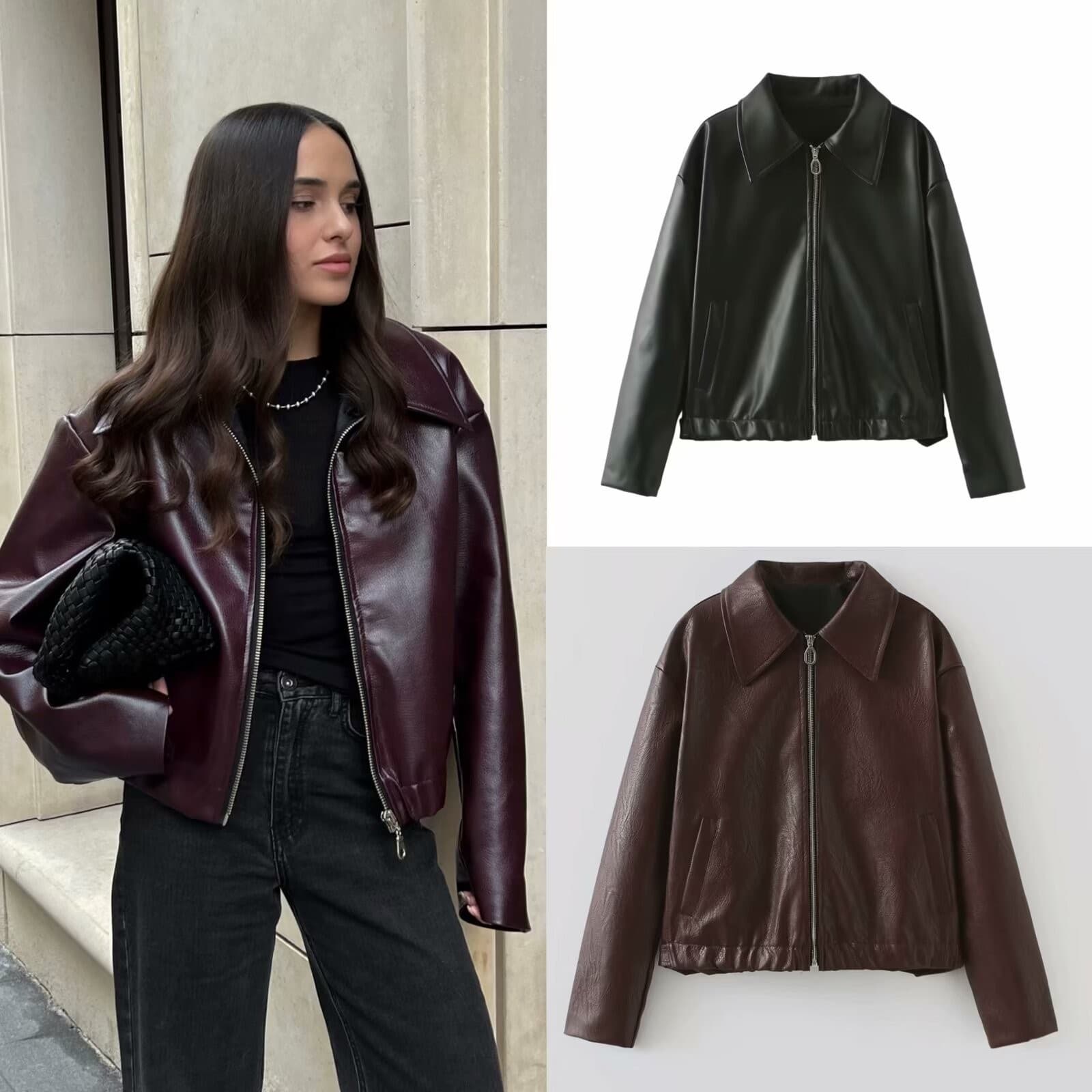 Amazon & AliExpress Best Seller Fashion Trendy Versatile Street Style 2-Color Lapel Leather Jacket Coat