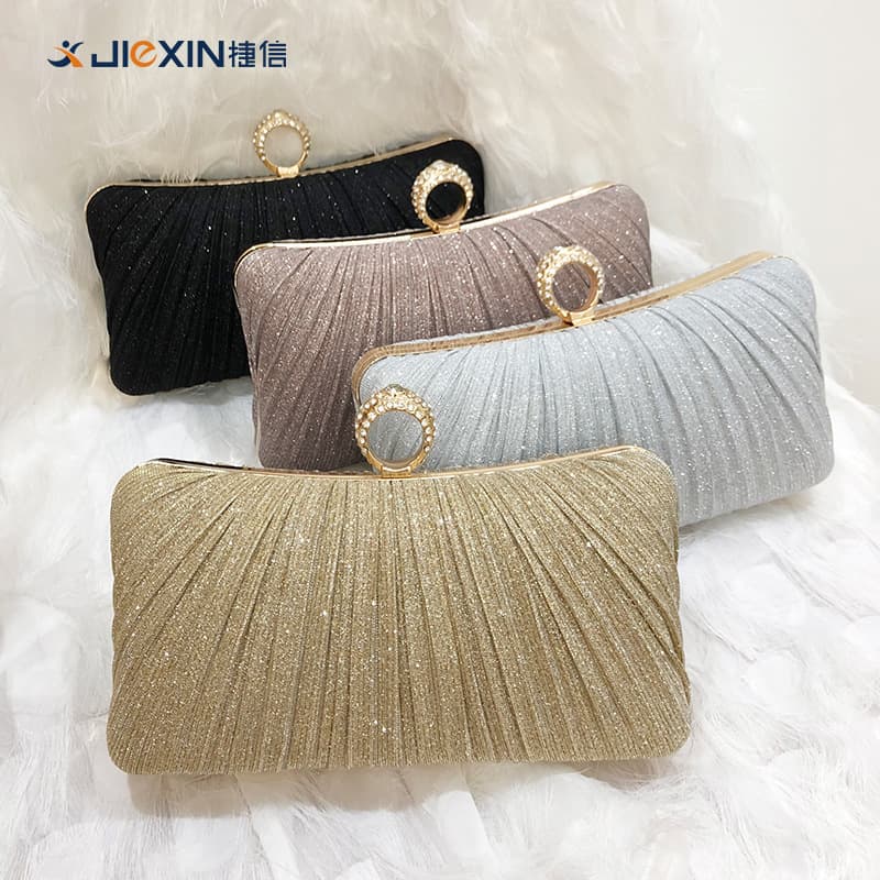 New Women's Evening Bag Folded Handbag Formal Dress Party Single Shoulder Slant Cross Pleated Gown Cheongsam