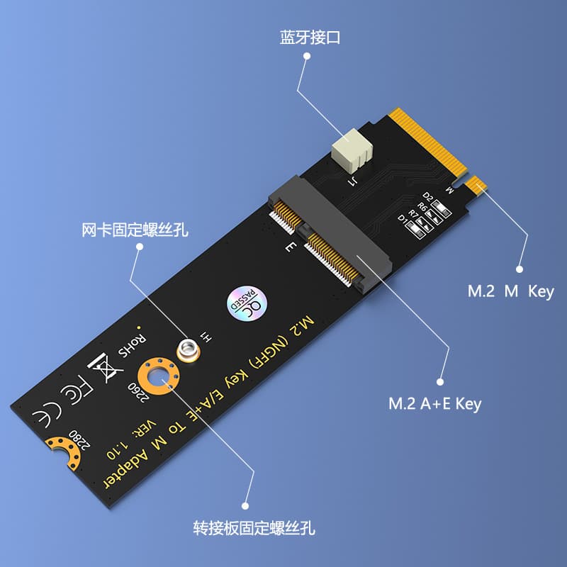 M.2 NGFF A+E Key WiFi+Bluetooth Adapter Card A+E to M Key Adapter Card
