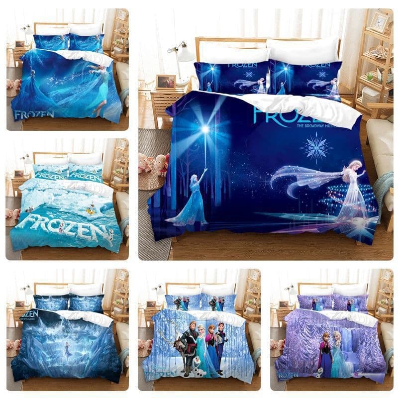 Frozen Quilt Cover Elsa Princess Bedding Three-piece Set 3D Cartoon Animation One Piece Can Be Customized