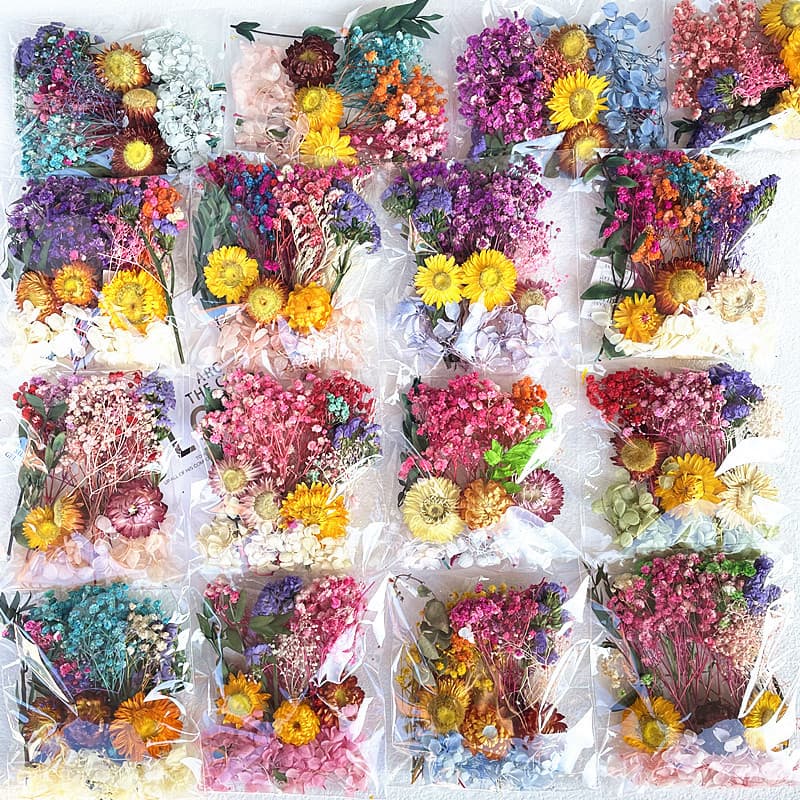 Custom Mixed Preserved & Dried Flower DIY Material Kit, Real Dried Flowers for Candle, Round Fan, Photo Frame, Dried Flower Box