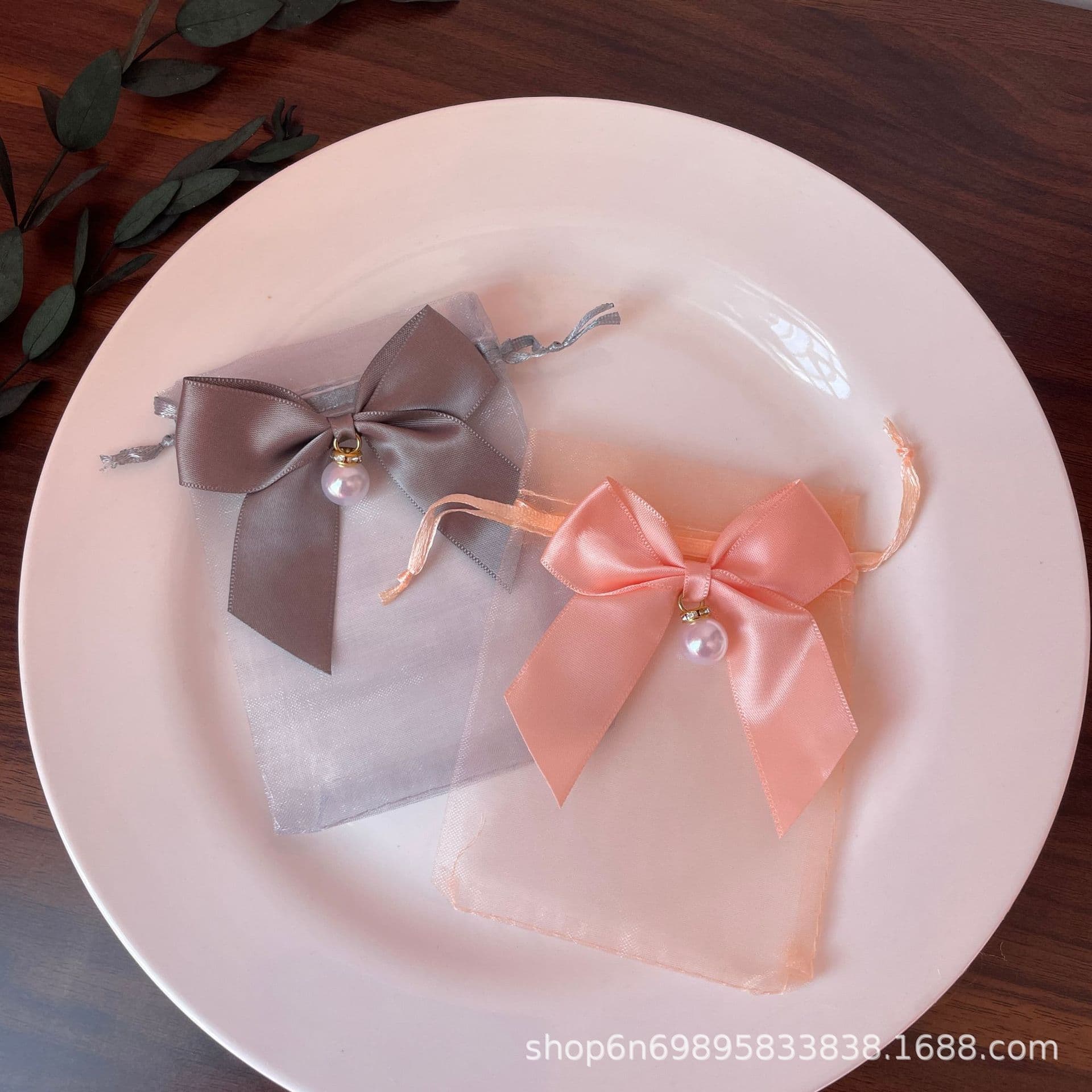 Ins-style Bow Mesh Bag for Wedding Favor Gift Packaging Drawstring Pouch Jewelry Bag Wholesale
