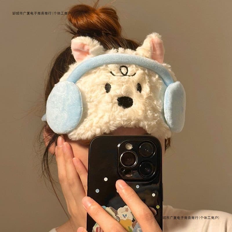 Cute Light-Blocking Ice Sleep Eye Mask for Female Students, Adjustable for Noon Rest, Relieves Eye Fatigue