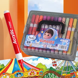 Spaceman Acrylic Marker Pen Layered Storage Box Student Special Color Overlay Acrylic Marker Pen Folding Box Pen