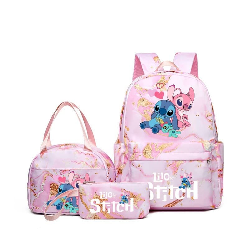 New Cross-Border Cartoon Anime Print Backpack Set Three-Piece Set Lunch Bag Pencil Case Women's Backpack