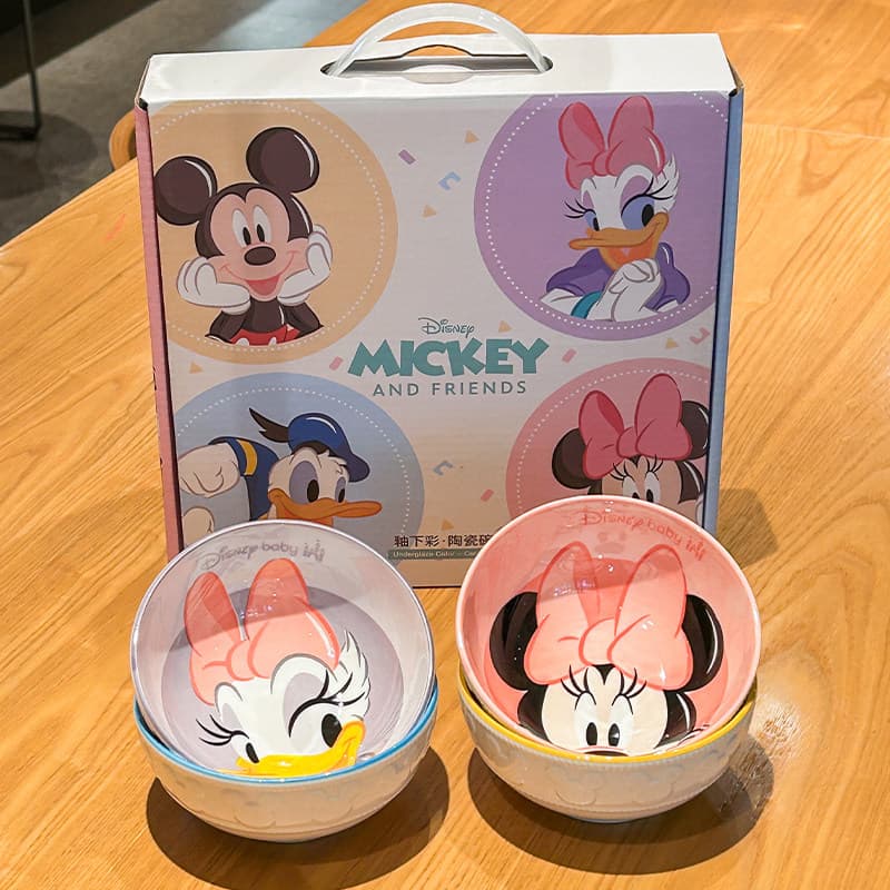 Birthday Gift for Best Friend Cute Disney Mickey Minnie Ceramic Tableware Set Kids Party Favor Gift Box