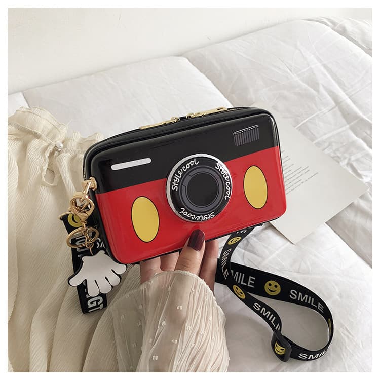 Fashionable and Cute Mickey Minnie Camera Bag 2025 New Women's Simple Shoulder Bag Casual Crossbody Small Square Bag