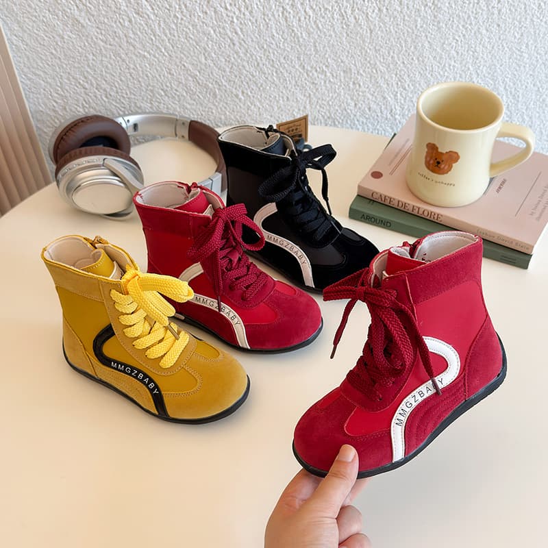 Girls' Boots 2025 Autumn/Winter New Style Children's Casual Lace-Up Long Boots Baby Fashion Versatile Side Zipper Single Boots