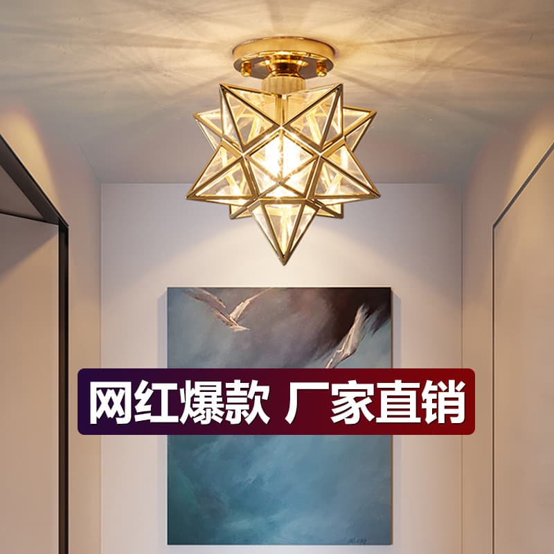 Nordic Modern Minimalist Corridor Light Creative Entryway Balcony Bedroom Star Diamond Hallway Ceiling Lamp