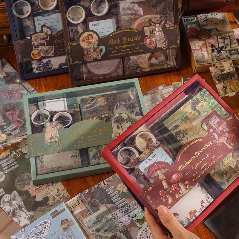 Vintage Journal Gift Box Set, Back-to-School Supplies, Small Gift for Student Rewards, Learning Stationery