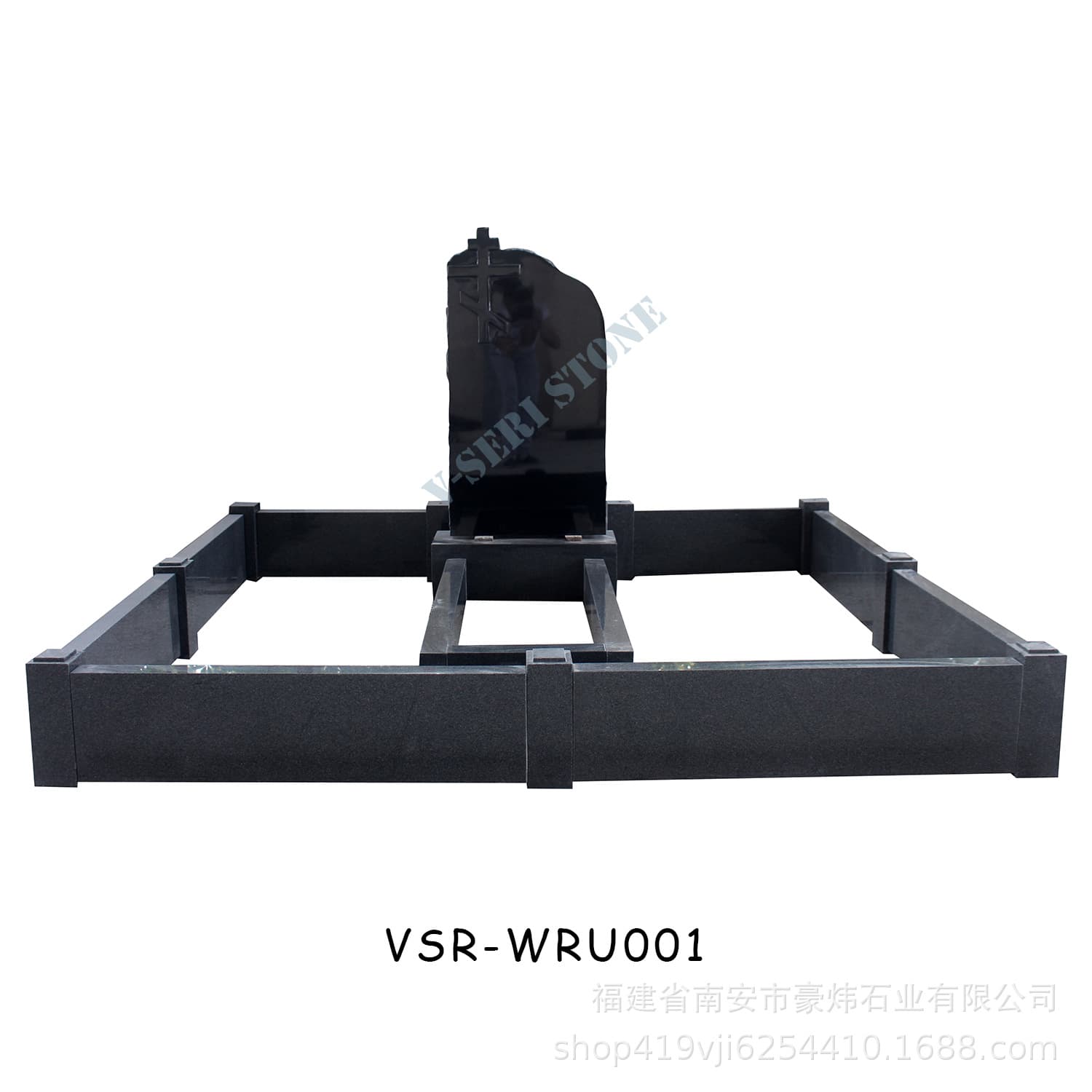 Russian Noble Style Granite Tombstone, Imported Black Granite, Frost-Resistant Tombstone