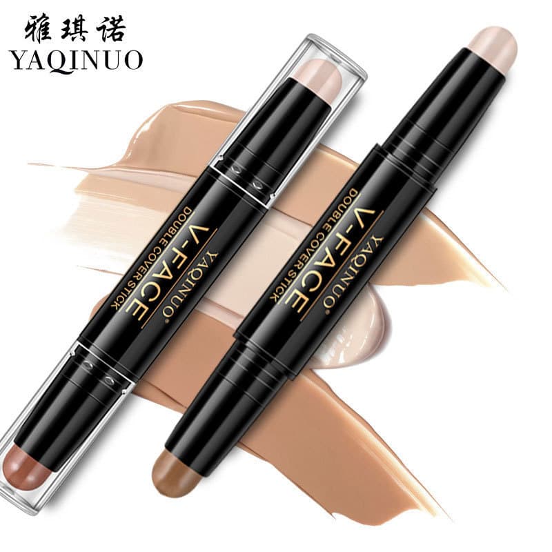 Yaqinuo Dual-Ended Contour Stick for Women, Highlighter and Contour Pen, Concealer, Nose Shadow Stick, Brightening Stick, Beginner-Friendly