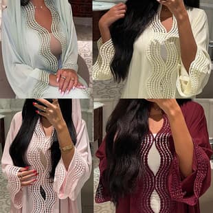 MQ255 2026 Spring/Summer Women's Elegant Long Dress Cardigan Single Outerwear Daily Wear New