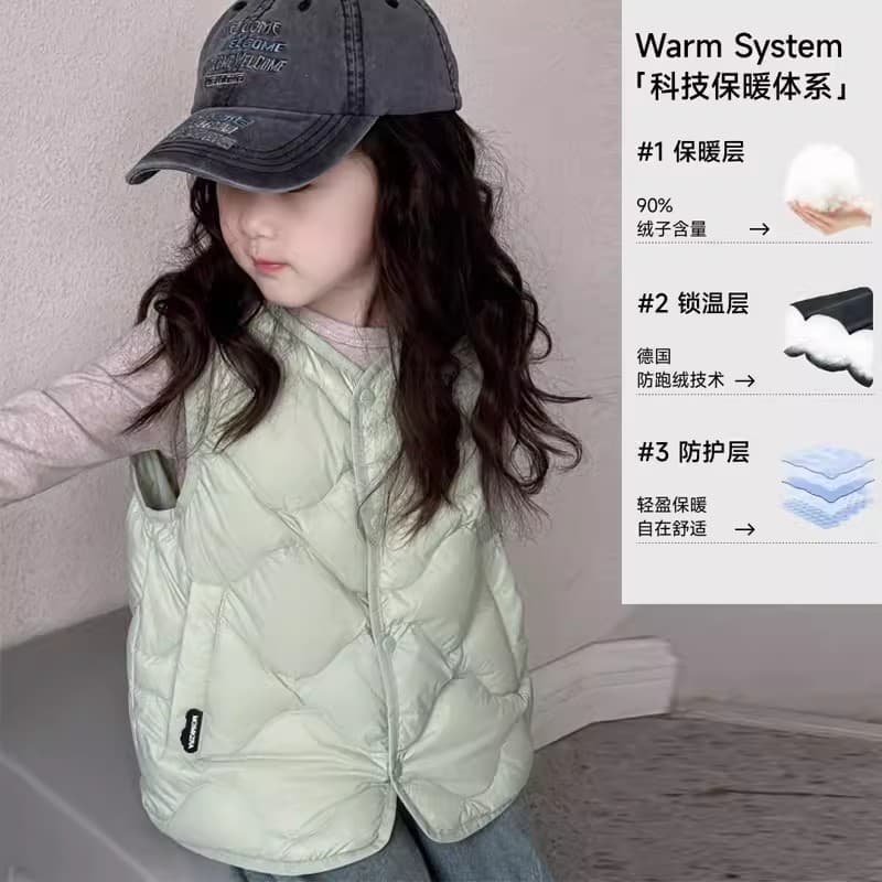 Children's Down Vest Inner Layer, Autumn/Winter New Lightweight Four-Protection Gourd Pattern Design for Boys and Girls