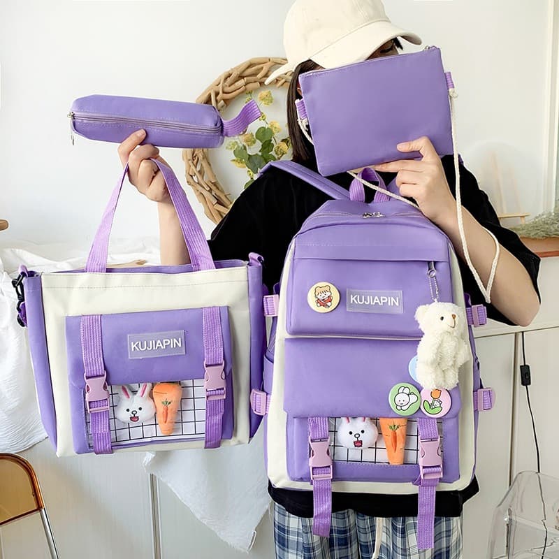 Korean-style Cute Backpack for Middle School Girls, Elementary and High School Students, Large Capacity, Ins-Style Forest Theme